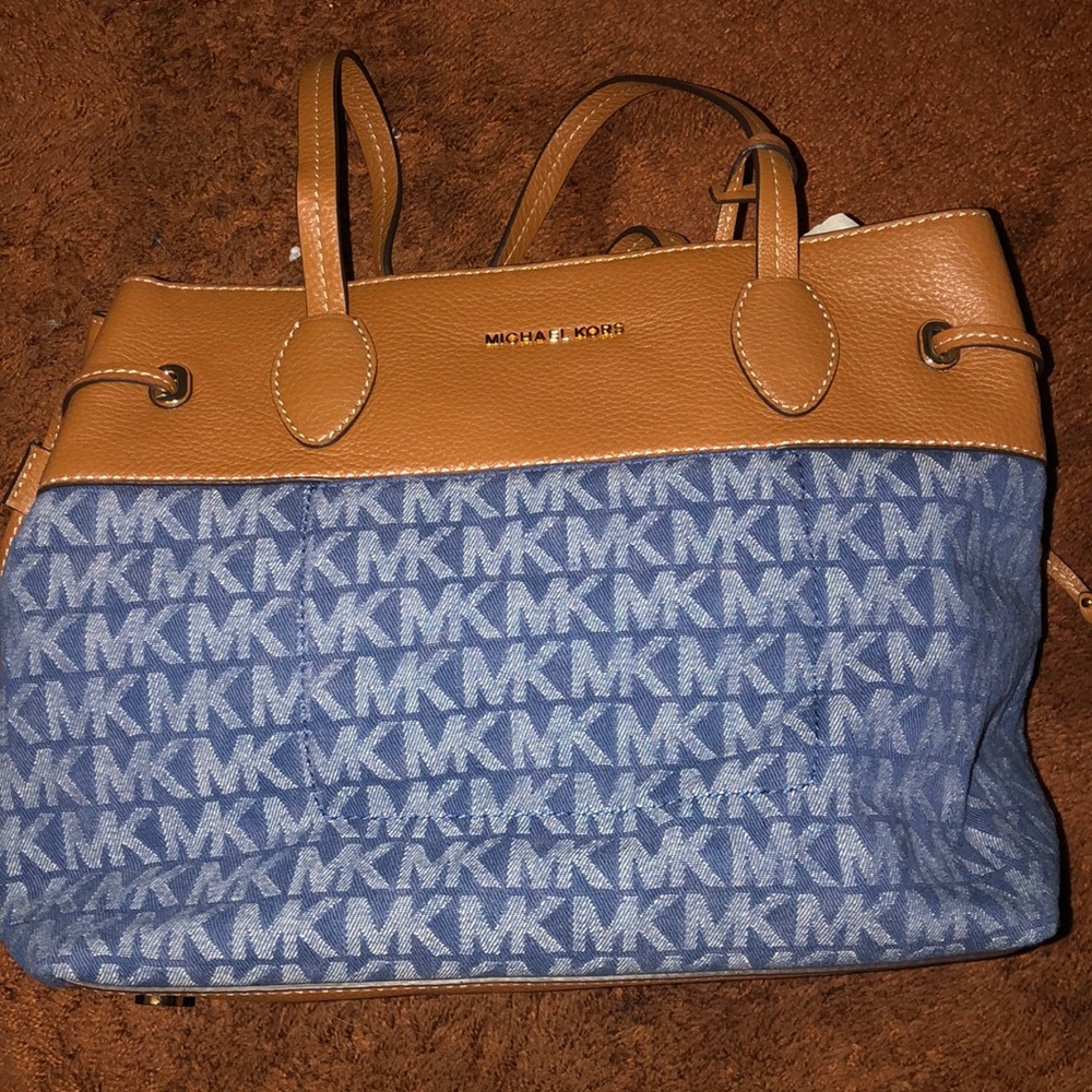 Michael Kors Blue and Tan Shoulder Bag